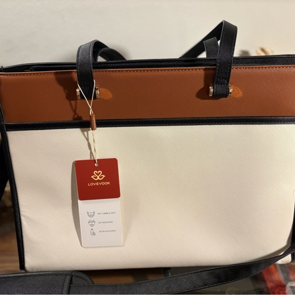 NWT LoveVook Professional Faux Leather Laptop Tote Bag - Picture 6 of 9